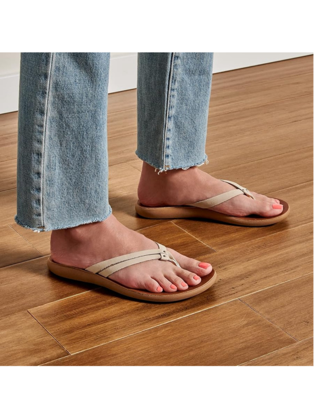 OLUKAI Kapehe Luana Brown BOHO Leather Sahara Sandals FLIP FLOPS Shoes WOMENS 7
